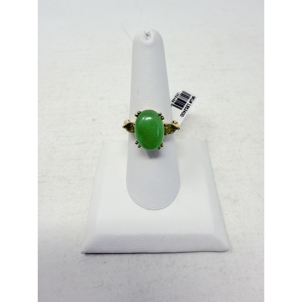 Shop LC KARIS Collection Green Jade/Hebei Peridot Size 8 Ring 18K YG Brass 5291